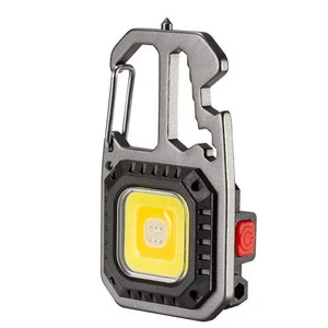 LED Portable Keychain Flashlight Type-C Rechargeable COB Work Light Emergency Lighting With Window Hammer Bottle Opener Lamp