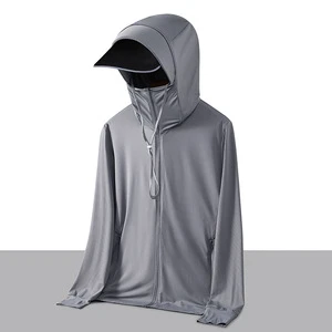 UPF50+ Outdoor Ice Silk Sunscreen Clothing for Men Women Summer Anti-UV Lightweight Breathable Hooded Wrinkle-Resistant Loose