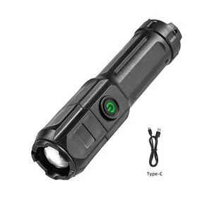 ABS Portable Multi-Functional Telescopic Zoom Ultra Bright Powerful EDC Emergency Type-C USB Rechargeable COB XPE LED Flashlight