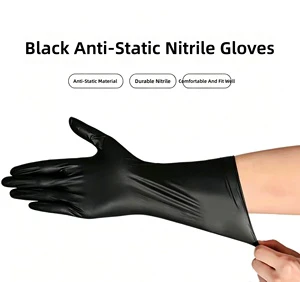 Powder Free Nitrile Gloves Black Disposable Hand Protection for Laboratory Chemical Handling Janitorial Maintenance Work Safety