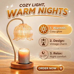 Bamboo Wood Melt Candle Lamp Instagram-Style Aromatherapy Gift Table Lamp Smoke-Free Temperature-Adjustable American-Vintage