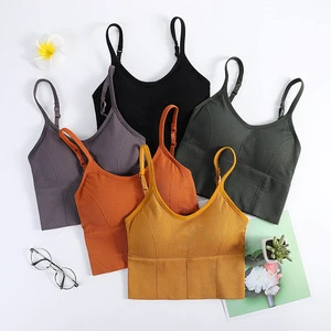 Candy Colors Seamless Padded Adjustable Shoulder Strap Top Bra for Girls Elasticity Yoga Running Top 32 Size