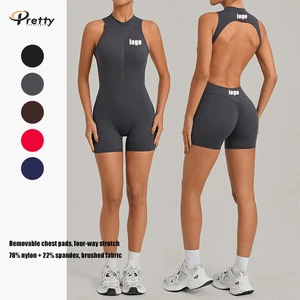 Summer Women's Cropped Jumpsuit with Shorts, Sleeveless, Stretchy Yoga and Fitness Wear Gym Running One Piece Sports Wear