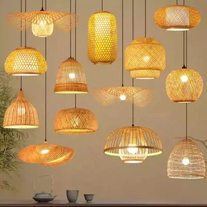 Modern Designer Home Handmade Bamboo Lamp Shade Rattan Pendant Light Chinese Handcraft for Bedroom