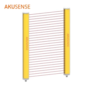 AKUSENSE IP68 Safety Light Curtain 6 Beams Sensor Line Synchronization Mode for High Risk Locations with 0.3~3m Protection Range