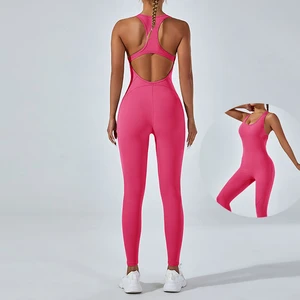 High Quality Women Sports Yoga Jumpsuit Elastic Slimming One Piece Set Gym Jumpsuit Women