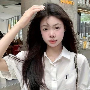 College Style Embroidered Short Sleeved Shirt For Women's Summer, Loose And Fashionable, Versatile Mid To Long Length Top