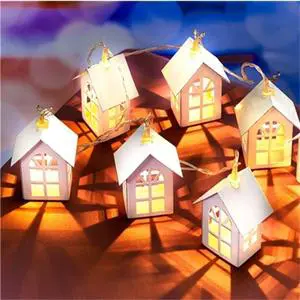 Top Sale Holiday Lighting Battery Operated 1 m 2 m 3 m Stars and Trees Wooden House Light String
