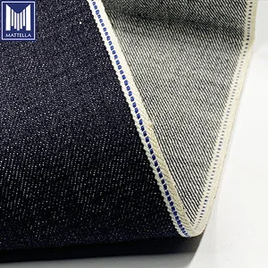 Blue Line 14oz Indigo Raw One Wash Sanforized Japan Style Selvedge Denim Jeans Fabric Men's Boys Jacket Yarn-Dyed Twill Weave