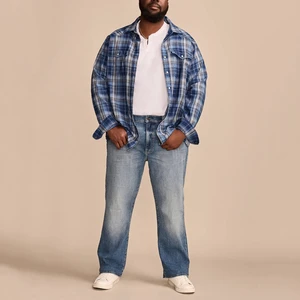 Men Plus Size Denim Pants Big and Tall Straight Leg Jeans with Comfort Stretch for Casual Everyday Wear