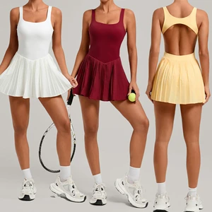 Sportswear Jumpsuit New Sexy Hollow Out Women Dresses One Piece Dress Fitness Gym Tennis Skirts Sports Wear