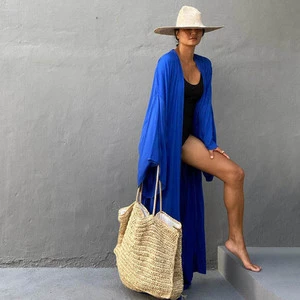 Hot Sale Swimsuit Bikini Cover Ups Long Solid Dress Summer See-through Beachwear Beach Dress Cover up for Women