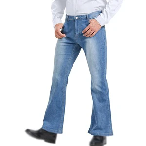 Stylish Men's Casual Solid Wide Leg Denim Jeans Loose Fit Mid Waist Durable Cotton Fabric Quick Dry Lightweight Low Price