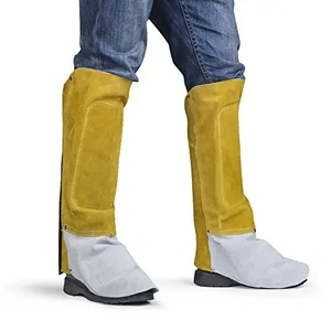 Welder Safety Cow Split Leather Lace-Up Closure Metatarsal Guard Shoe Covers Heavy Duty Welding Protection Resistant Spark