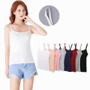 Plus Size Modal Women's Basic Solid Camisole Without Bra Spaghetti Strap White tank Tops Women