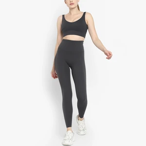 Women's Plus Size Fast Dry Gym Set Elastic Waist Back and High Waist Legging 2-Piece Yoga Suit