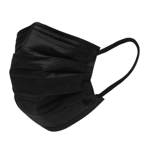 LeFine 3-Ply Disposable Adult Respirator Mask Flat Style Non-Woven Breathable Anti-Dust Protective Face Cover Black Adjustable