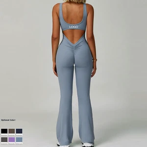 Women's Outdoor Running Sports One-Piece Fitness Suit European American Winter Butt-Lifting Tight Plus Size Jumpsuit Solid