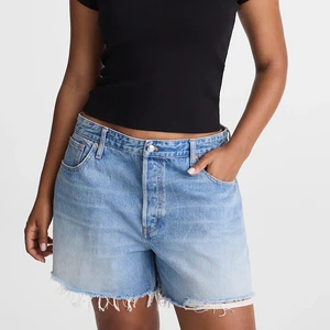 Custom Trendy Light Blue Whiskering Distressed Effects Casual Summer Womens Denim Shorts