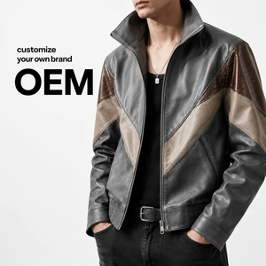 Custom Leather Varsity Jacket Men's Chenille Embroidered Zip Up Bomber Streetwear Letterman Coat Embossed Leather Bomber Jacket
