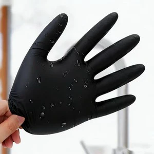 Disposable Safety Work Gloves, Black Nitrile Gloves