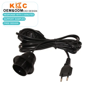 EU Cable 2 Prong Bulb Holder Socket Lamp Light E14 E12 E26 E27 Eu 303 Switch Salt Lamp Power Cord