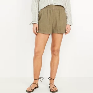 Comfort-Fit Plus Size Women's Casual Cotton Linen Shorts Elastic Waist Loose Breathable Texture for Beach Vacations Summer