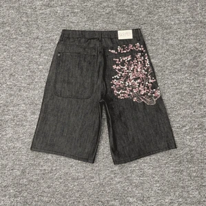 Hot Selling Floral Embroidered DER Men's Denim Shorts Acid Washed Loose Pants Designer Derschutze Denim Jeans Shorts for Men