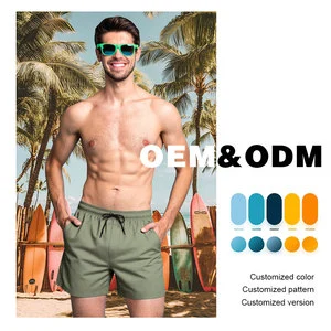 Unisex Casual Performance Swim Shorts Solid Pattern Mesh-Lined Hand Pockets Custom Design Mid Waist Breathable Quick Dry Plain