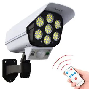 Homehop Solar Light Outdoor 77 Led Motion Sensor Security Camera Shaped Wall Lamp Waterproof Outdoor Garden with Remote Control