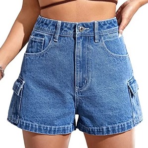 Stylish Women's Mid Waist Straight Denim Shorts Breathable Quick Dry Summer Casual Trendy Streetwear Light Wash Customized Color