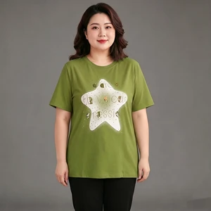 Premium Quality Women's Plus-size Summer Cotton Breathable Short Sleeve Crew Neck T-Shirt with Customizable Options