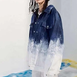 Woman Jacket Fashion Print Unisex Jeans Coat Slim Fit Custom Washed Plus Size Denim Jacket Distressed Acid Wash Hooded Denim