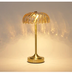 Glass and Crystal Decorative Table Lamp,creative Bedroom Bedside Lamp,high-end Light Luxury Night Light,ambient Metal Glass Lamp