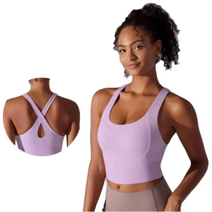Running High Impact Support Push up Yoga Workout Fitness Bras Women Crisscross Back Permanent Cup Pad Tank Crop Top Sports Bra