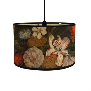 Retro Vintage Flower Bamboo Ceiling Lamp Household Home Decoration Hanging Lamp with Painted Lampshade Bamboo Crafts Product