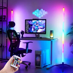 NEW USB-C LED Colorful RGB Changing Hotel Lights Indoor Cordless Corner Standing Floor Lamps with Remote Control Lamp Floor
