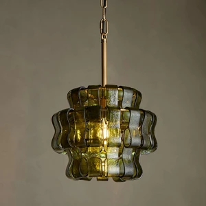 Wholesale Modern Green Glass Pendant Lights Nordic Light Luxury Ghiaccio Hanging Lights For Dining Table Kitchen Island Bedside