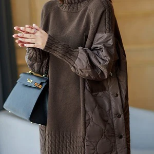 Wholesale Casual Winter Coffee Color Turtleneck Sweater for Women
