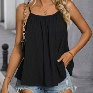 Women's Casual Top Solid Color Loose Pleated Sleeveless Camisole Top