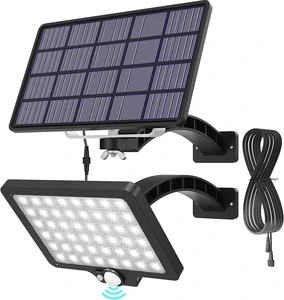 48 LED Solar Security Light Motion Sensor Waterproof IP65 LiFePO4 Battery 3500K Warm White Separate Panel Dusk Dawn Flood Lights