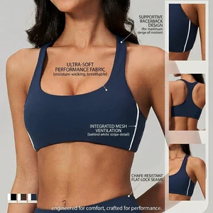 Women's Yoga Bra With Four-Way Stretch Spandex High Support Padded Cups Shockproof Design For Running & Exercise Gym Bra
