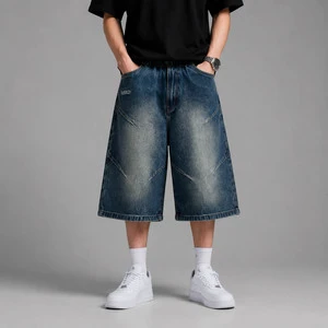 Denim Shorts Manufacturer Men Mid Rise Zipper Fly Loose Fit Men's Shorts Cotton Denim Pants Baggy Jorts Jeans Shorts For Men