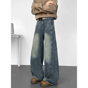 Large Size High Street Jeans for Men, Loose and Trendy Brand, Cool and Straight Leg Pants