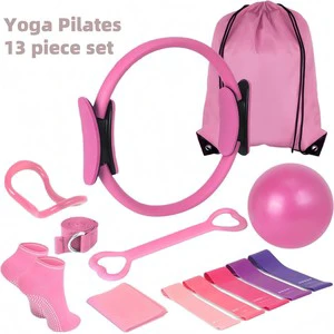 13-Piece Home Fitness Set with Yoga Ball, Resistance Band, and Yoga Ring, Suitable for Yoga and Pilates Training