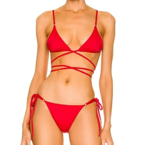 New Solid Color Split Bikini Women's Swimsuit Strap Triangle Bag Swimsuit Bikini Hot Style Sexy Low Waist Swimsuit Women