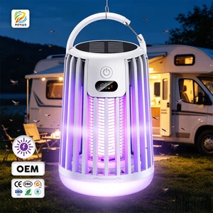 Mosquito Lamp Portable Solar Rechargeable Bug Zapper With LED Camping Light For Tent Fishing Hiking Outdoor Use
