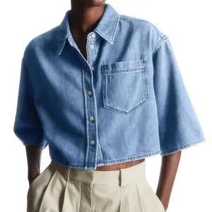 Wholesale Customizable Women's Denim Jacket Knitted Breathable Fashion Casual Loose Long Sleeve OEM Product