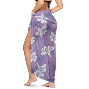 Vacation Beach Wear Print on Demand Pua Naupaka Customization Bikini Cover-up Beach Bathing Suit Cover-up Sarong for Women