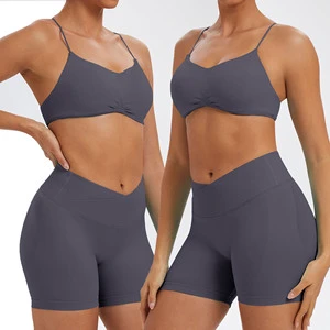 Hot Sale Womens Yoga 2-Piece Yoga Set Spandex/Nylon Breathable Lightweight Quick Dry Gym Yoga Sets